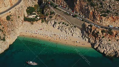 Aerial view of famous Kaputas beach in Turkiye