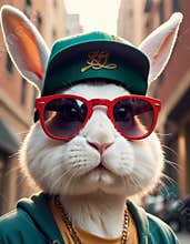 Stylish Rabbit with Sunglasses