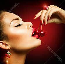 Woman Eating Cherry