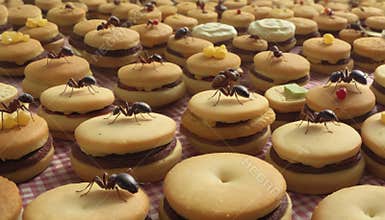 Ants on Miniature Sandwich Cookies