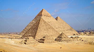 Giza Pyramid Complex. Giza Necropolis in Cairo Egypt.