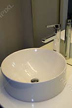 Modern Bathroom Bowl Sink, Faucet, and Counter