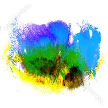 Paint blue, yellow, green stroke splatters color