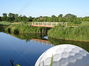 Golf ball overlooking course