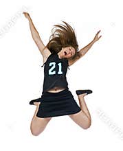 Girls Lacrosse isolated on white jumps