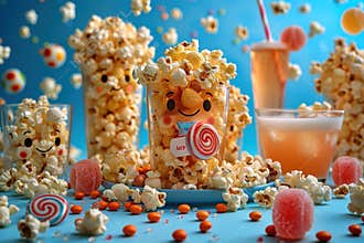 Sweet Fantasy: Cartoon Faces and Tasty Treats