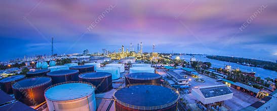 Oil refinery industry with oil storage tank