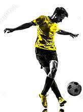 Brazilian soccer football player young man dribbling silhouette