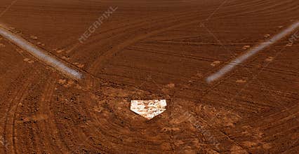 Baseball Homeplate with Baselines on Ball Diamond