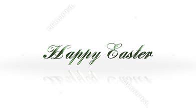 Happy Easter greeting card cursive in green ink on white background