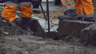 Road repair work city man equipment machine industrial street asphalt