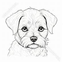 Dog, Coloring Book Page with Dog, Coloring page outline of a cute dog, puppy, clothing print