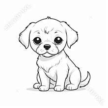 Dog, Coloring Book Page with Dog, Coloring page outline of a cute dog, puppy, clothing print