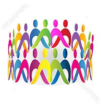 Teamwork meeting people logo