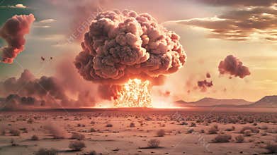 animation - Desert Explosion Mushroom Cloud