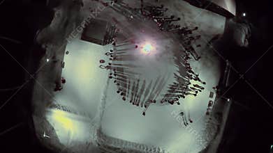 Circle of people which watch burning of dummy