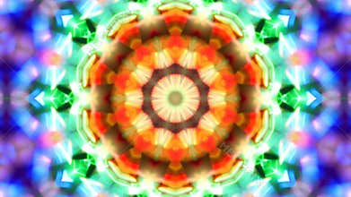 Round symmetrical colorful pattern pulsating.