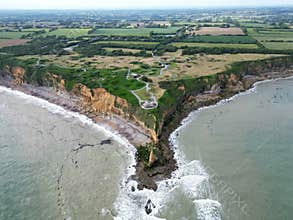 Bunkers and bomb craters at pointe du Hoc, France