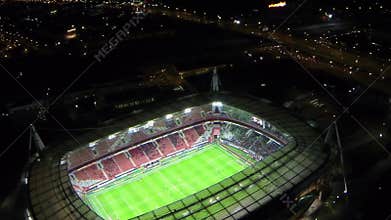 People watch soccer game of UEFA Champions League