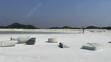 Scenic unique landscape of Marble cutting dumping yard in Kishangarh, Rajasthan, India