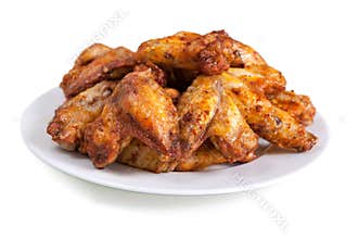 Plate of delicious barbecue chicken wings
