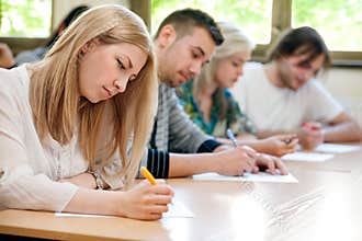 Students take the test
