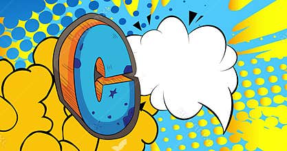 Cartoon Letter C with blank speech bubble, comic book Alphabet video.