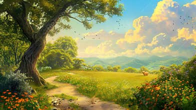 Winnie the Pooh Adventure. Playful and adorable background concept