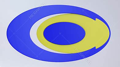 Animation of rotation of asymmetrical plastic elliptical shapes