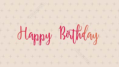 Red cursive Happy Birthday on beige card with grid dot background