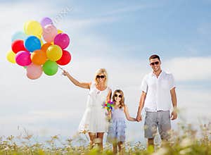 Family with colorful balloons