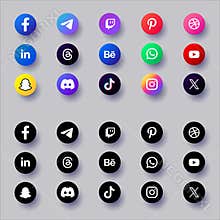Social media logos set collection illustration vector