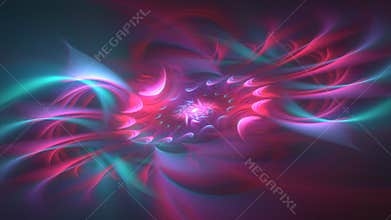 Surreal pink, blue space transformations around center.