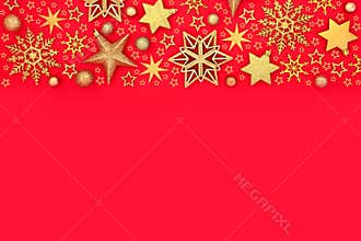 Christmas Red Gold Snowflake Star Festive Background Border