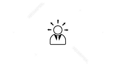 Business professional with tie featuring arrows pointing outwards