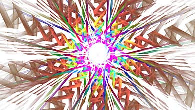 Abstract shape with crossed colorful lines pulsation on white background.