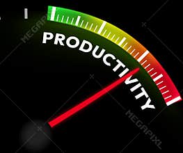 High Productivity concept background with Glowing bar and needle on the red. Productivity and efficient performance concept,