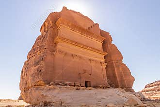 Qasr al Farid (Lonely castle) tomb at Hegra (Mada'in Salih) site near Al Ula, Saudi Arab