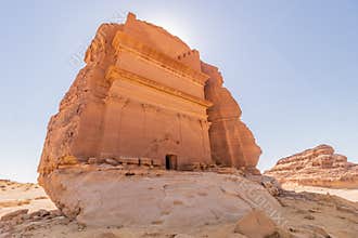 Qasr al Farid (Lonely castle) tomb at Hegra (Mada'in Salih) site near Al Ula, Saudi Arab