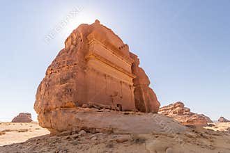 Qasr al Farid (Lonely castle) tomb at Hegra (Mada'in Salih) site near Al Ula, Saudi Arab