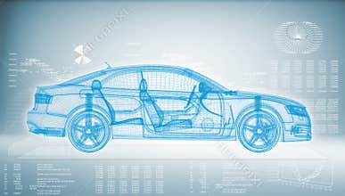 Hi-tech car on a blue background