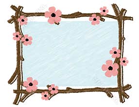 Spring frame with blooming tree branches