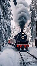 Christmas snow, winter, train, locomotive, travel, railway