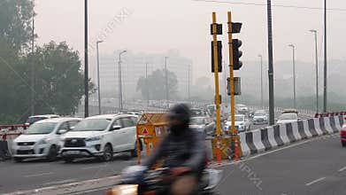 Delhi's Road Traffic from a Ground-Level Perspective from an Over Bridge