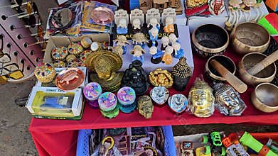 Treasures of craftsmanship of beautiful artifacts on sale in a Dharamshala Shop