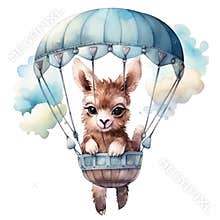 Baby Llama Watercolor, lama clipart for Birthdays, Classroom Art Projects, School Decorations, Baby Shower, Ai generative