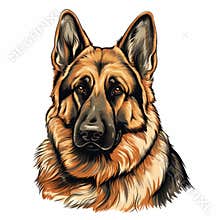 German Shepherd Dog Portrait Vector Illustration