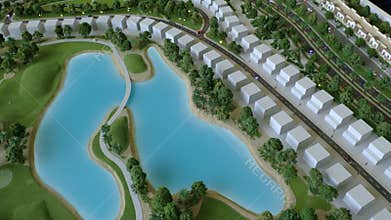 Top View of the Plan Building Construction. Prototype of the Modern District with Houses near Two Ponds.