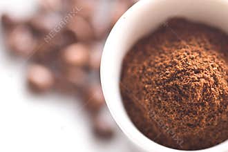 Ground coffee and beans