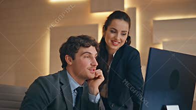 Happy colleagues surprised win celebrating in office closeup. People giving five